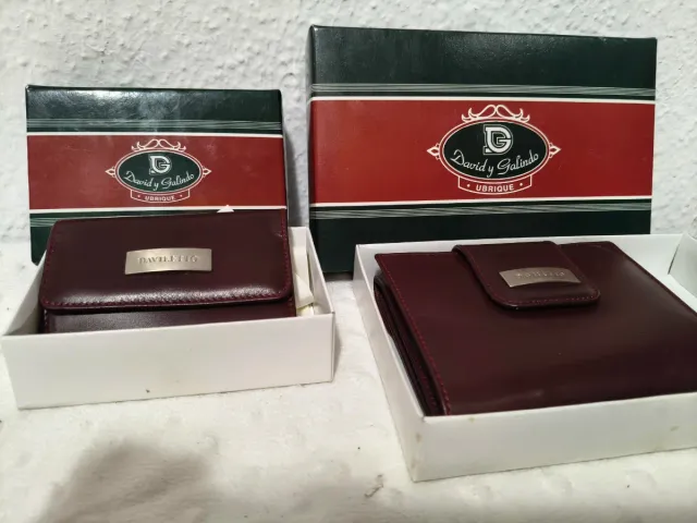 Conjunto Monedero y Llavero Daviletto Marrón/Rojo