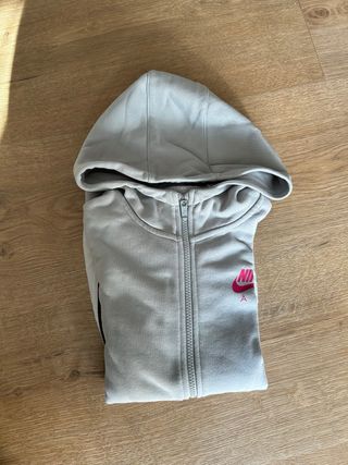 Sudadera Nike Air Gris Logo Rosa Niña Talla L