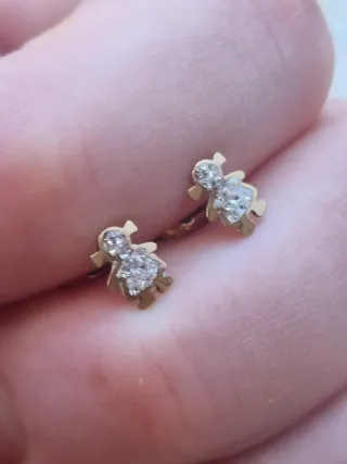 Pendientes Oro 750k Niña Diamantes