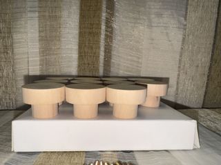 12 Pomos Redondos de Madera Natural