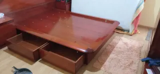 Cama 135cm madera con cajones