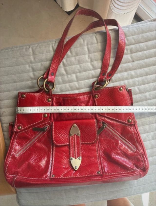 Bolso Piel Charol Rojo El Corte Inglés