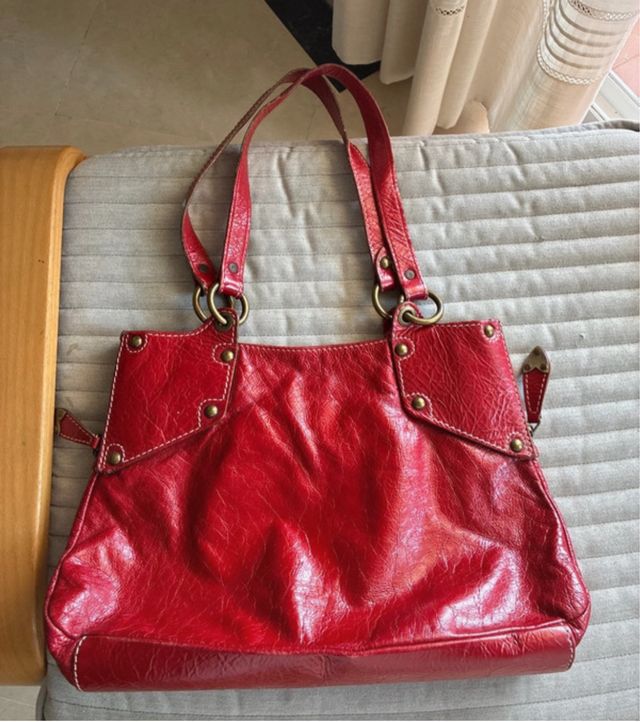 Bolso Piel Charol Rojo El Corte Inglés