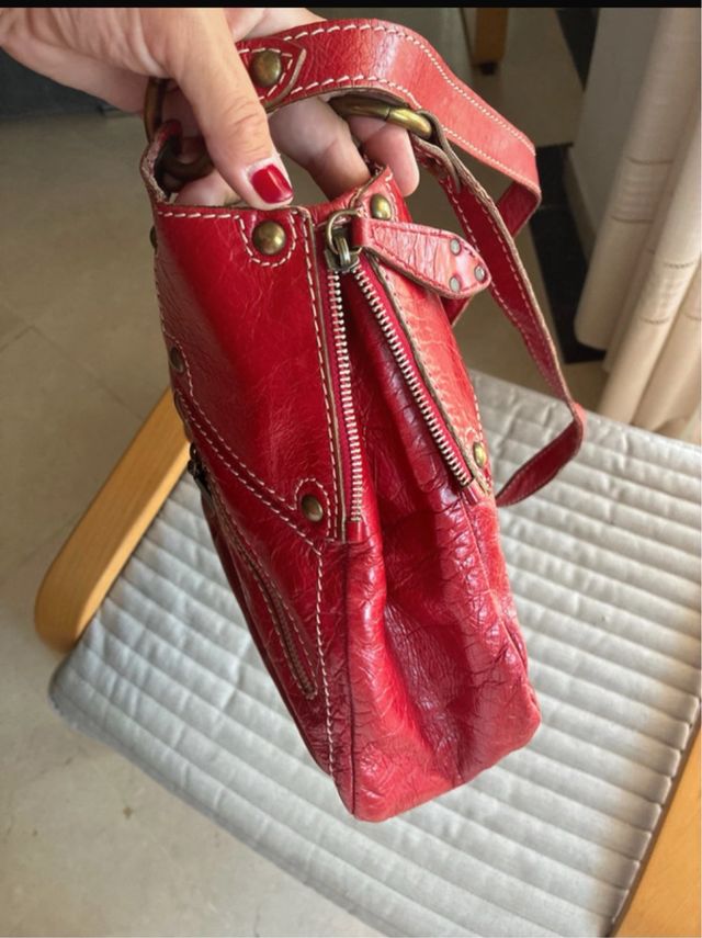 Bolso Piel Charol Rojo El Corte Inglés