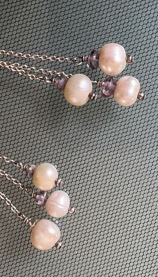 PENDIENTES LARGOS DE PERLAS PLATA Y PIEDRAS