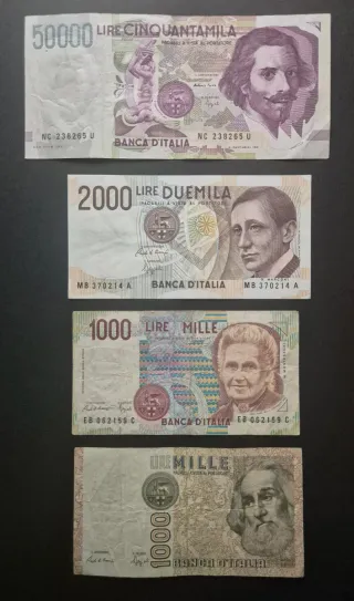 Lotto Banconote Italiane Lire 50000, 2000, 1000