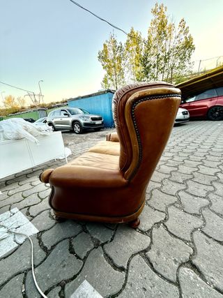 2 Sofas  Chesterfield Vintage Piel Marrón