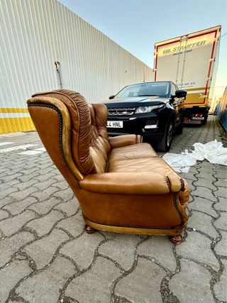 2 Sofas  Chesterfield Vintage Piel Marrón