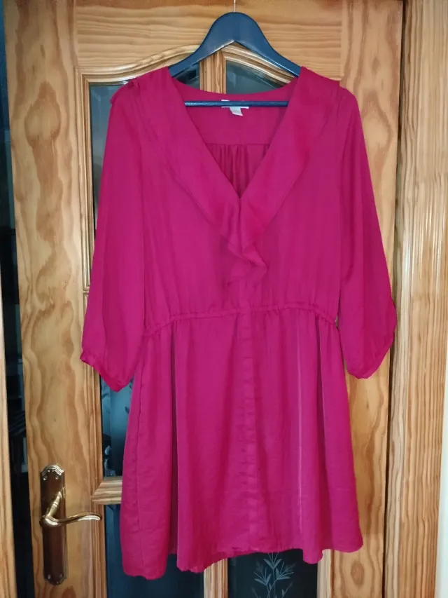 Lote vestidos negro, naranja, rojo topos, rojo