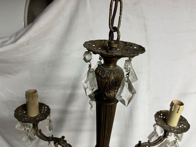 Lampadario a 6 braccia in metallo e cristallo