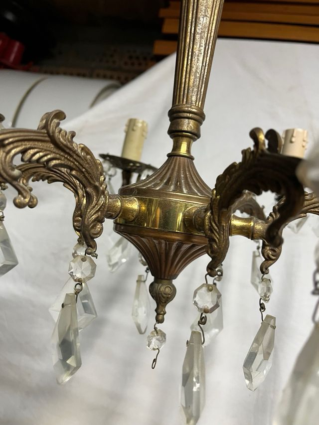 Lampadario a 6 braccia in metallo e cristallo