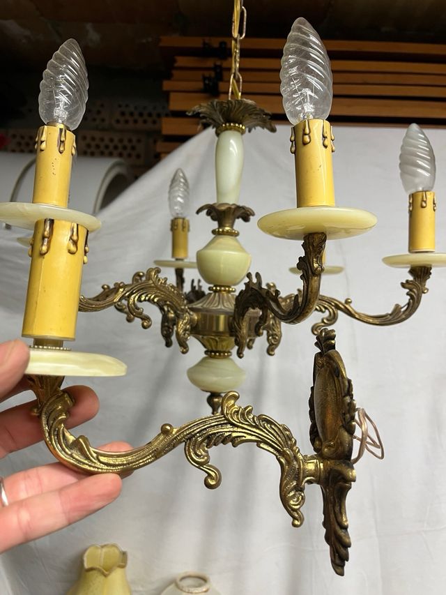 Lampadario 6 braccia + 2 applique