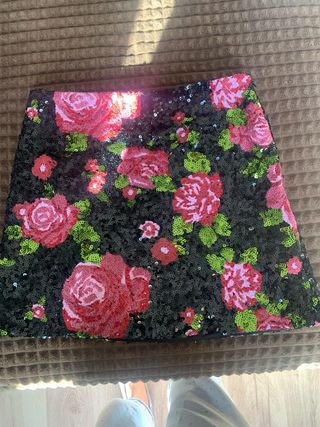 Minifalda Desigual lentejuelas flores