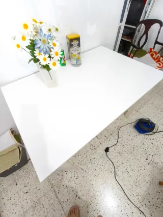 Mesa y 2 Sillas Madera  Tela