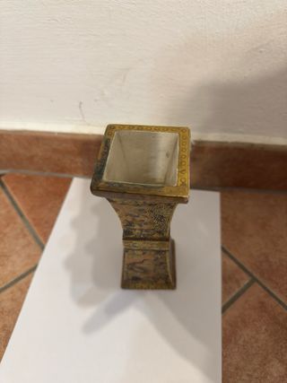 Vaso cloisonné orientale dorato con draghi - Cina