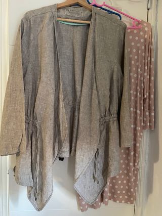 Chaqueta de vestir beige/gris mujer