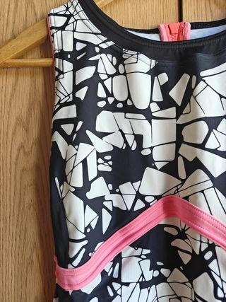 Fato de banho estampado preto e rosa