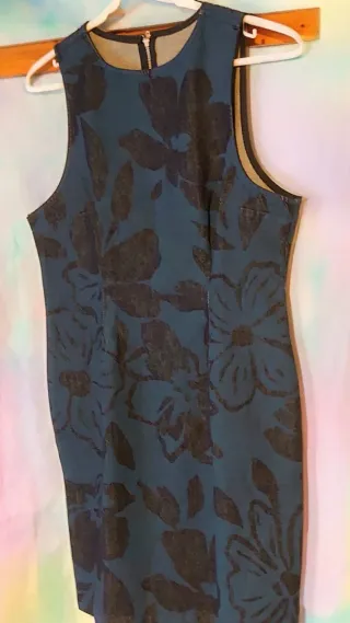 Vestido vaquero azul y estampado Negro