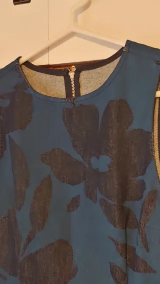 Vestido vaquero azul y estampado Negro