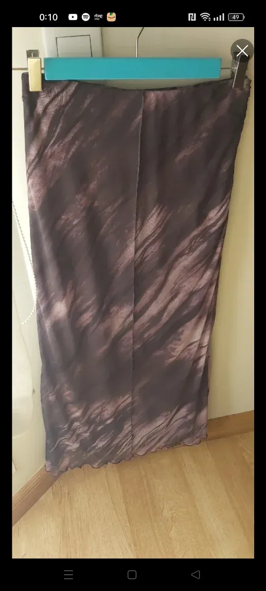 Falda larga Zara negra y gris