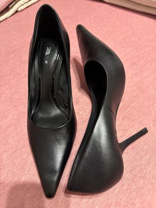Zapatos Zara Talla 37 Tacón Aguja Negro