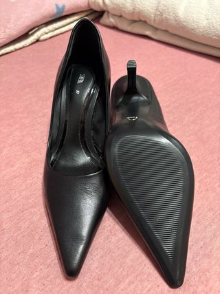 Zapatos Zara Talla 37 Tacón Aguja Negro