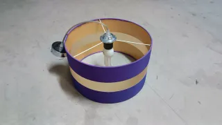 Lámpara de techo tela morada y dorada