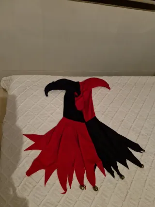 Disfraz de bufón rojo y negro talla única