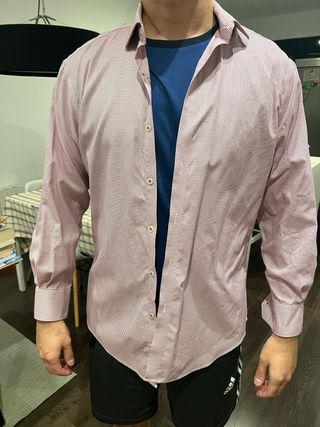 Camisa TM Lewin rosa y blanca