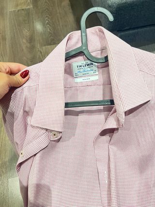 Camisa TM Lewin rosa y blanca