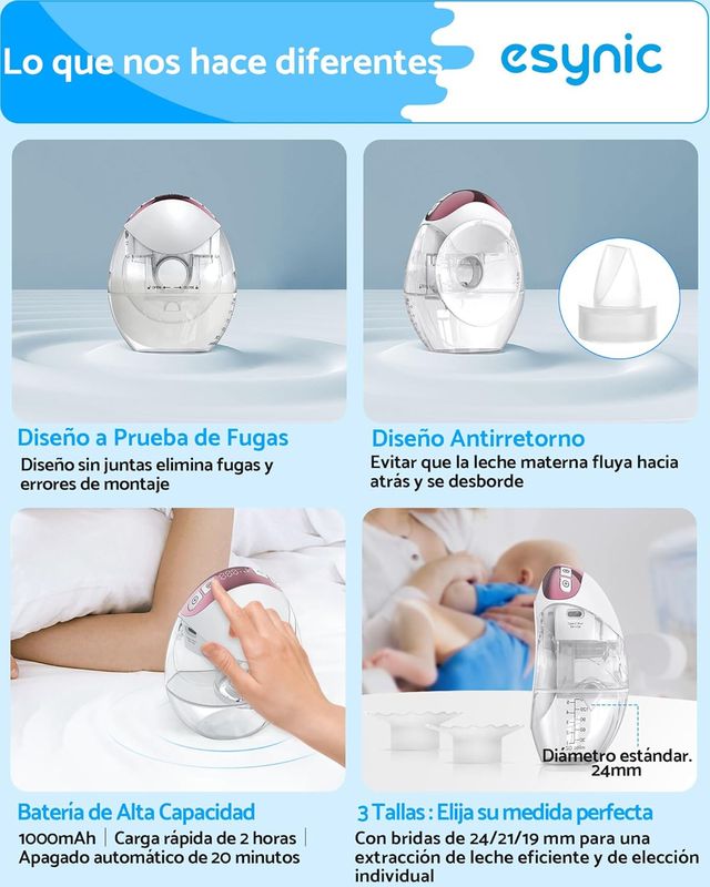 Sacaleches Eléctrico Manos Libres 4 Modos y 12 niv