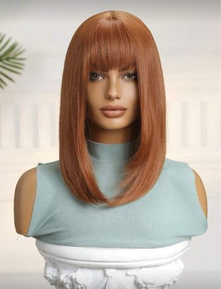 Peluca pelirroja pelo sintético calidad corta