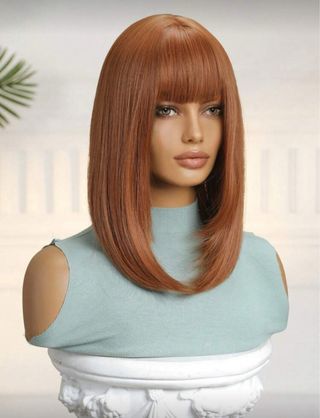 Peluca pelirroja pelo sintético calidad corta
