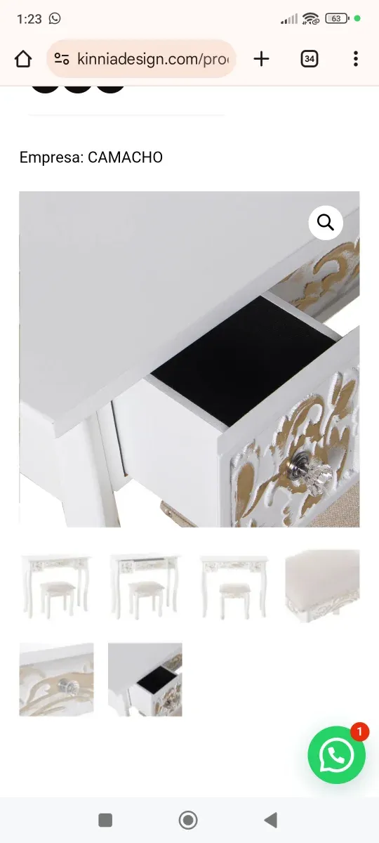 Tocador blanco con silla