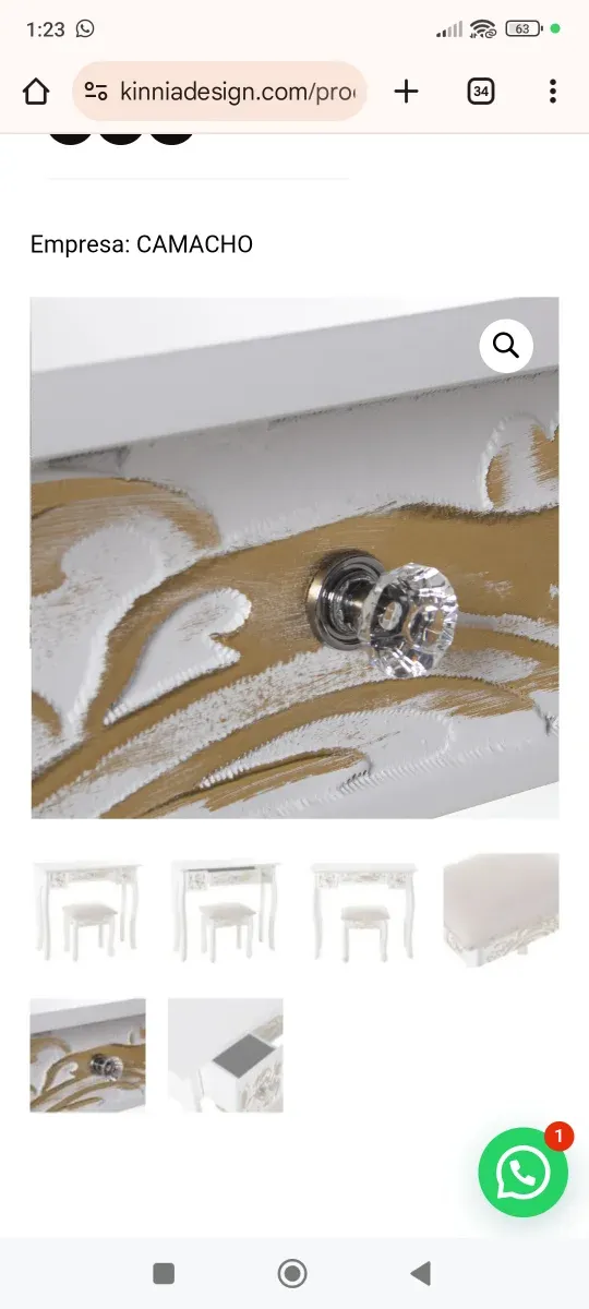 Tocador blanco con silla