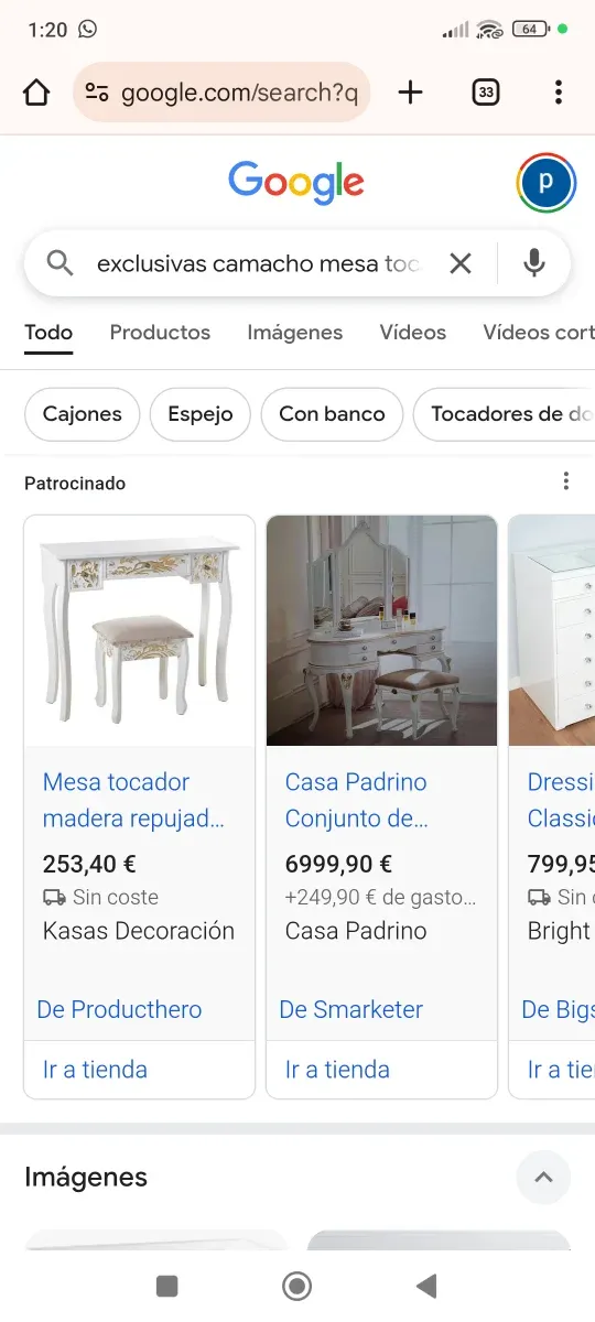 Tocador blanco con silla