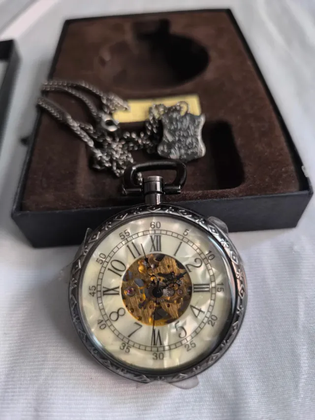 Reloj de bolsillo mecánico con cadena