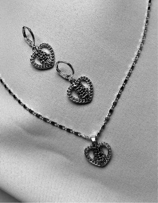 Conjunto Oro Laminado 18k Corazón Circonitas Verde