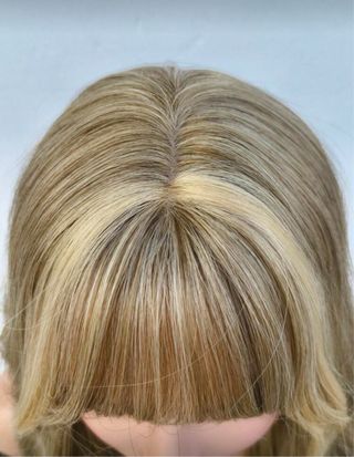 Peluca larga rubia mechas pelo sintético calidad