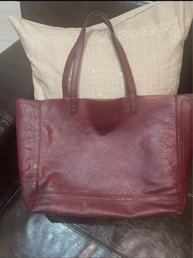 *Bolso Tote Piel* ~Purificación García~Burdeos~