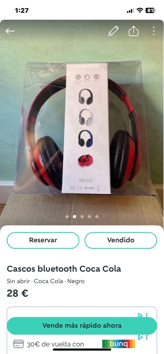 Cascos Bluetooth Coca Cola Rojos