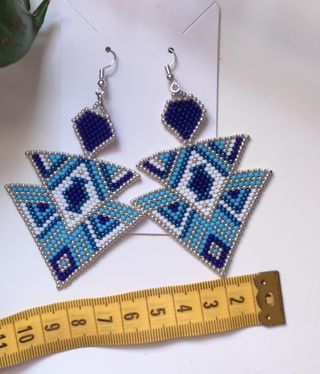 Pendientes Étnicos Azules y Plateados
