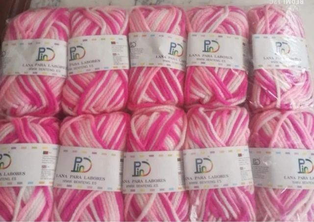 Pack 10 Ovillos Lana Rosa y Blanco