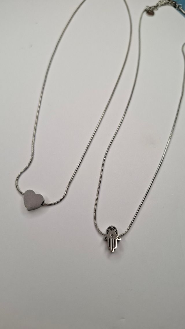 Colgantes Acero Corazón y Mano Fátima