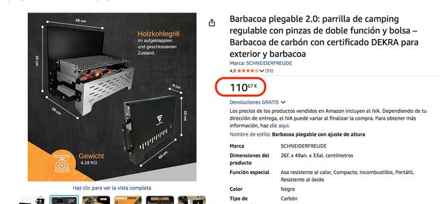 Barbacoa Plegable Camping Regulable