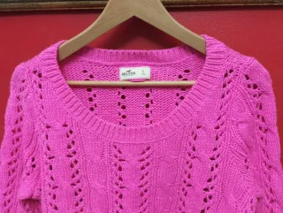 Jersey Hollister punto rosa talla L