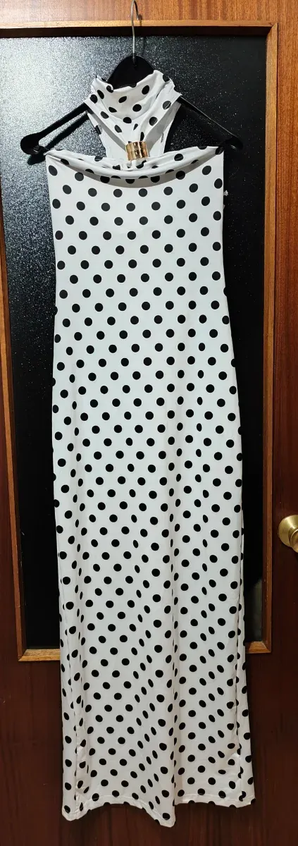 Vestido largo lunares blanco y negro (negociable)