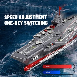 Aircraft Carrier Control remoto GB6005 Barcos RC para niños de 8 a 12 años, buque de guerra de 16 pulgadas con 2 baterías recargables, 15 mph de control remoto de alta velocidad barco militar para...