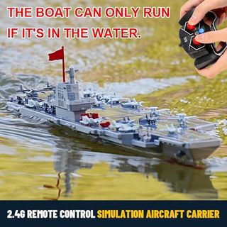 Aircraft Carrier Control remoto GB6005 Barcos RC para niños de 8 a 12 años, buque de guerra de 16 pulgadas con 2 baterías recargables, 15 mph de control remoto de alta velocidad barco militar para...