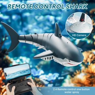 Sharkit Control remoto Modelo 4D-S6 Juguete de tiburón con control remoto con cámara HD 4K para niños y adultos, barco de tiburón RC de alta simulación con control remoto de 2.4 GHz, 4 canales, im...